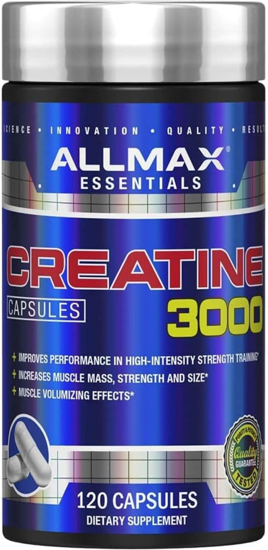 ALLMAX Nutrition Creatine Monohydrate Capsules for Strength and Recovery - Gluten Free & Fast Absorbing - 120 Count