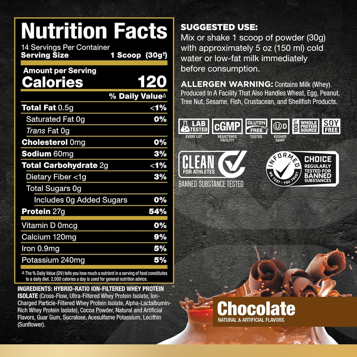 ALLMAX Nutrition ISOFLEX Chocolate Whey Protein Isolate - 1 lb - 27g Protein Per Scoop - Zero Fat & Sugar - 99% Lactose Free - Gluten & Soy Free - 15 Servings
