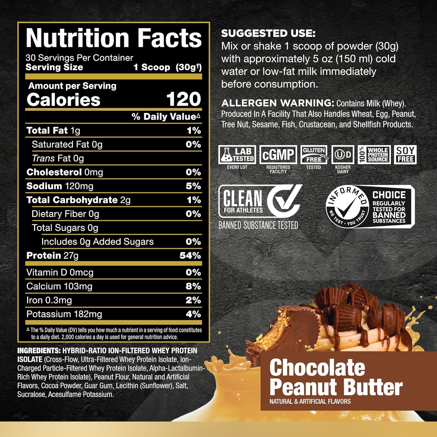 ALLMAX Nutrition ISOFLEX Whey Protein Isolate, Chocolate Peanut Butter - 0.9 lb - High Protein, Zero Fat & Sugar - 99% Lactose Free - Gluten & Soy Free - 15 Servings