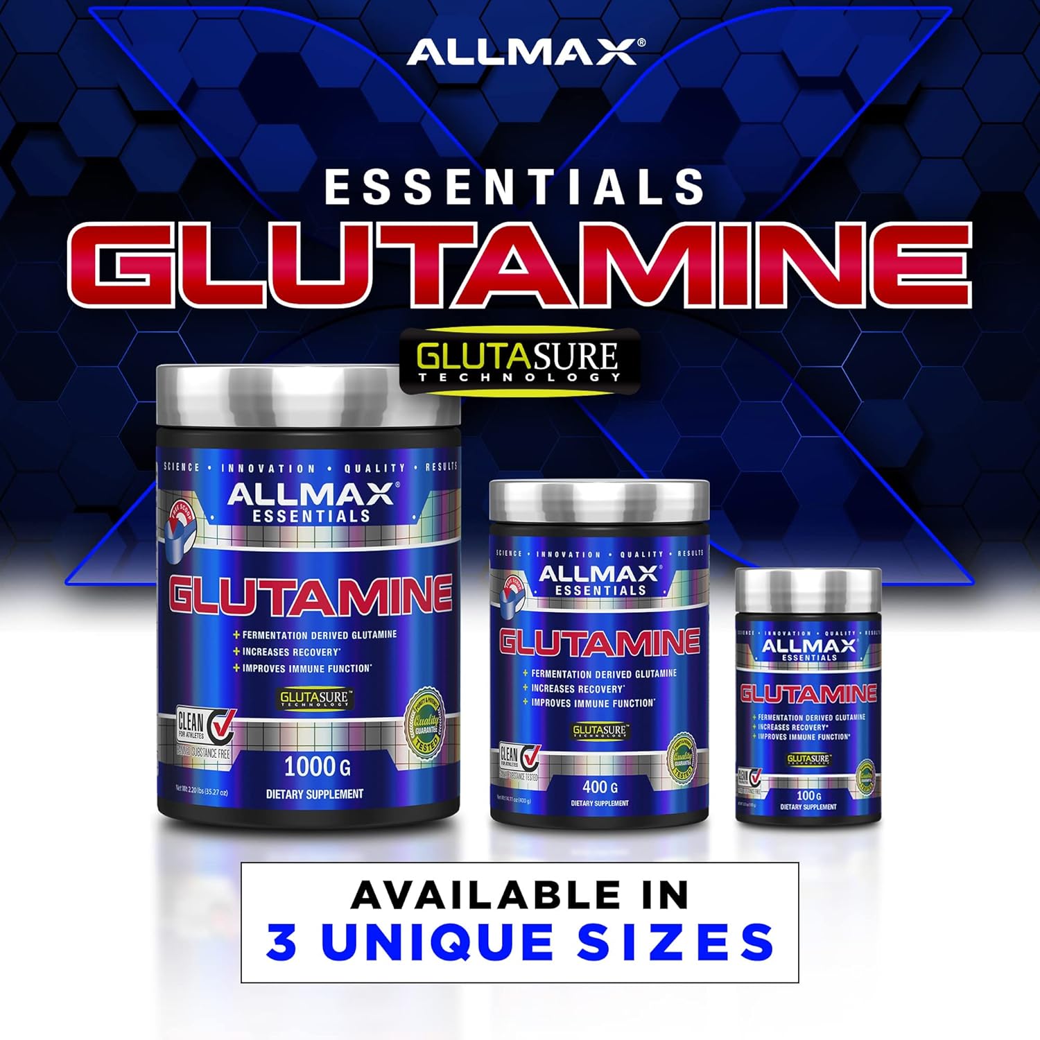 ALLMAX Nutrition L-Glutamine Powder for Muscle Recovery - Gluten Free & Vegan Formula, 400 Grams