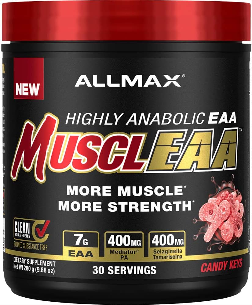 ALLMAX Nutrition MUSCLEAA Amino Energy - 7000mg EAAs, 4200mg BCAAs, Strength, Muscle Gain, Hydration, Stamina, Exercise Performance (Candy Keys)