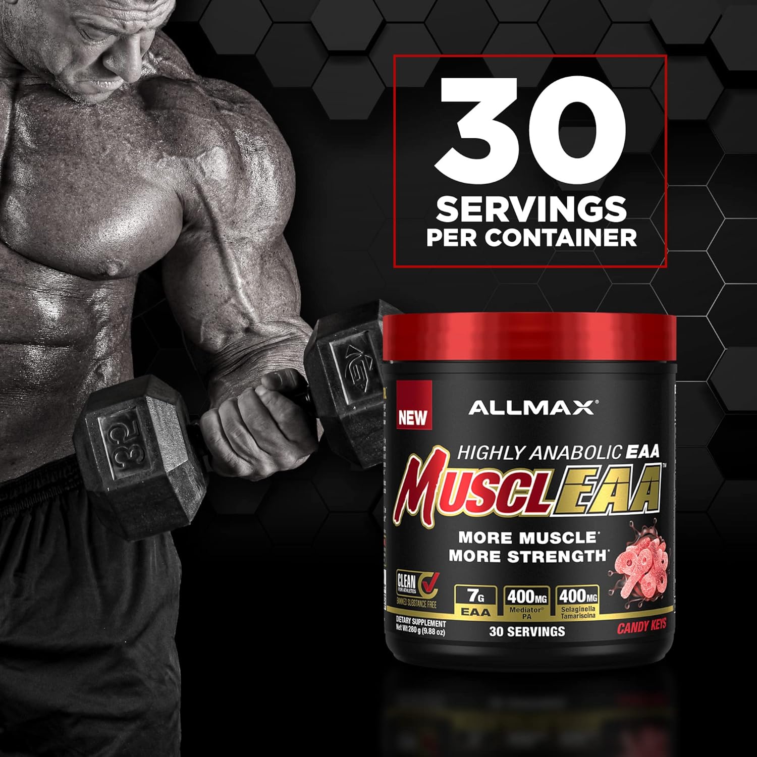 ALLMAX Nutrition MUSCLEAA Amino Energy - 7000mg EAAs, 4200mg BCAAs, Strength, Muscle Gain, Hydration, Stamina, Exercise Performance (Candy Keys)