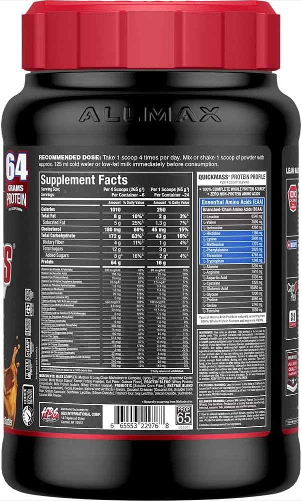 ALLMAX QUICKMASS Chocolate Peanut Butter 3.5 lb - High Protein Mass Gainer with 3:1 Carb to Protein Ratio - 24 Servings