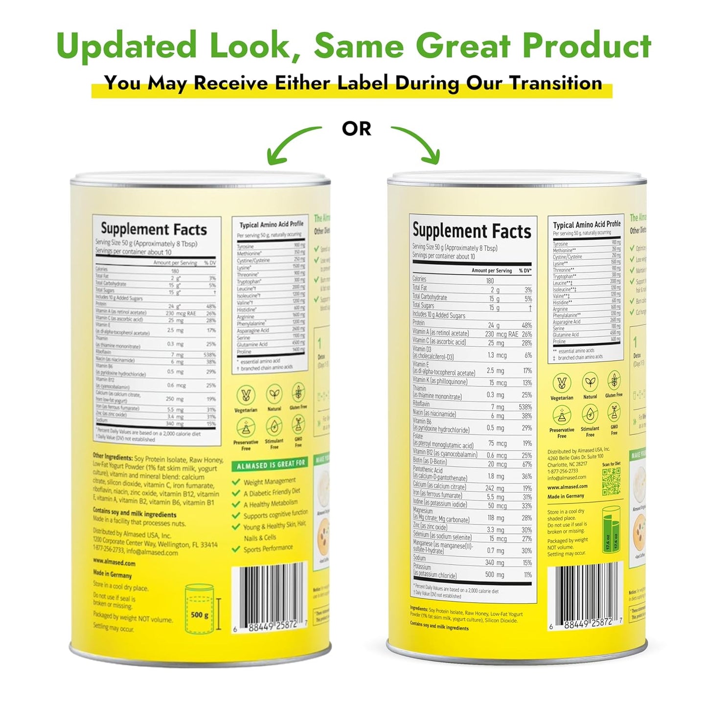 Almased Original Flavor Meal Replacement Shake - High Plant Protein Powder for Weight Management - Low-Glycemic Nutritional Support - 17.6 oz