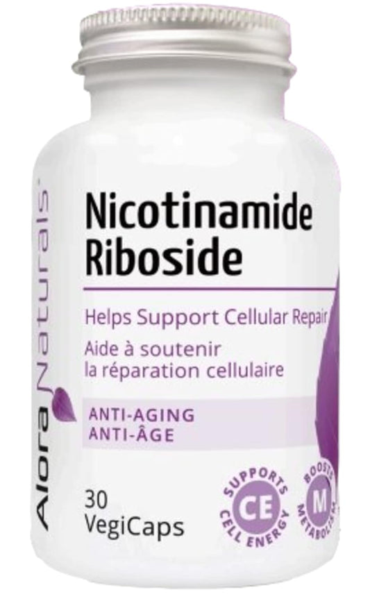 Alora Naturals Nicotinamide Riboside and CoQ10 Supplement - 300mg NR per Serving, 400mg Ubiquinone, 30 VegiCaps - 1 Pack