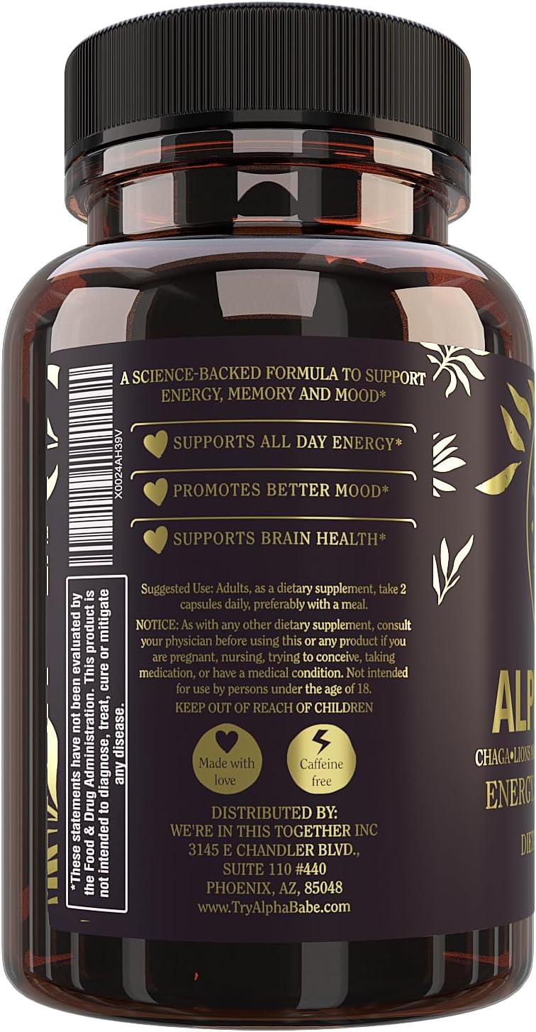 Alpha Babe Nootropic Supplement - Boost Memory, Mood, and Energy with Lions Mane, Chaga, and Ashwagandha