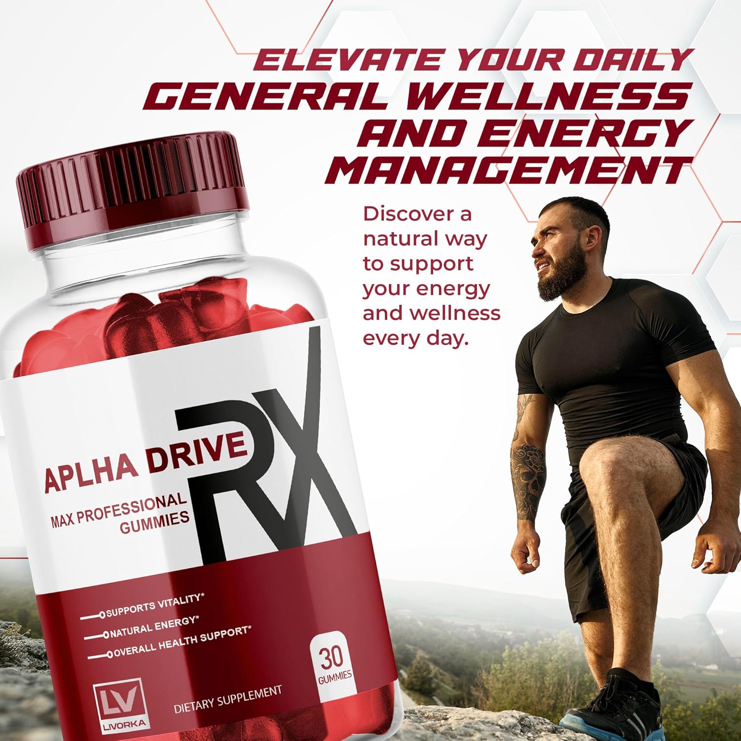 Alpha DriveRX Gummies - Advanced Formula with 30 Pills Capsules, 1 Month Supply
