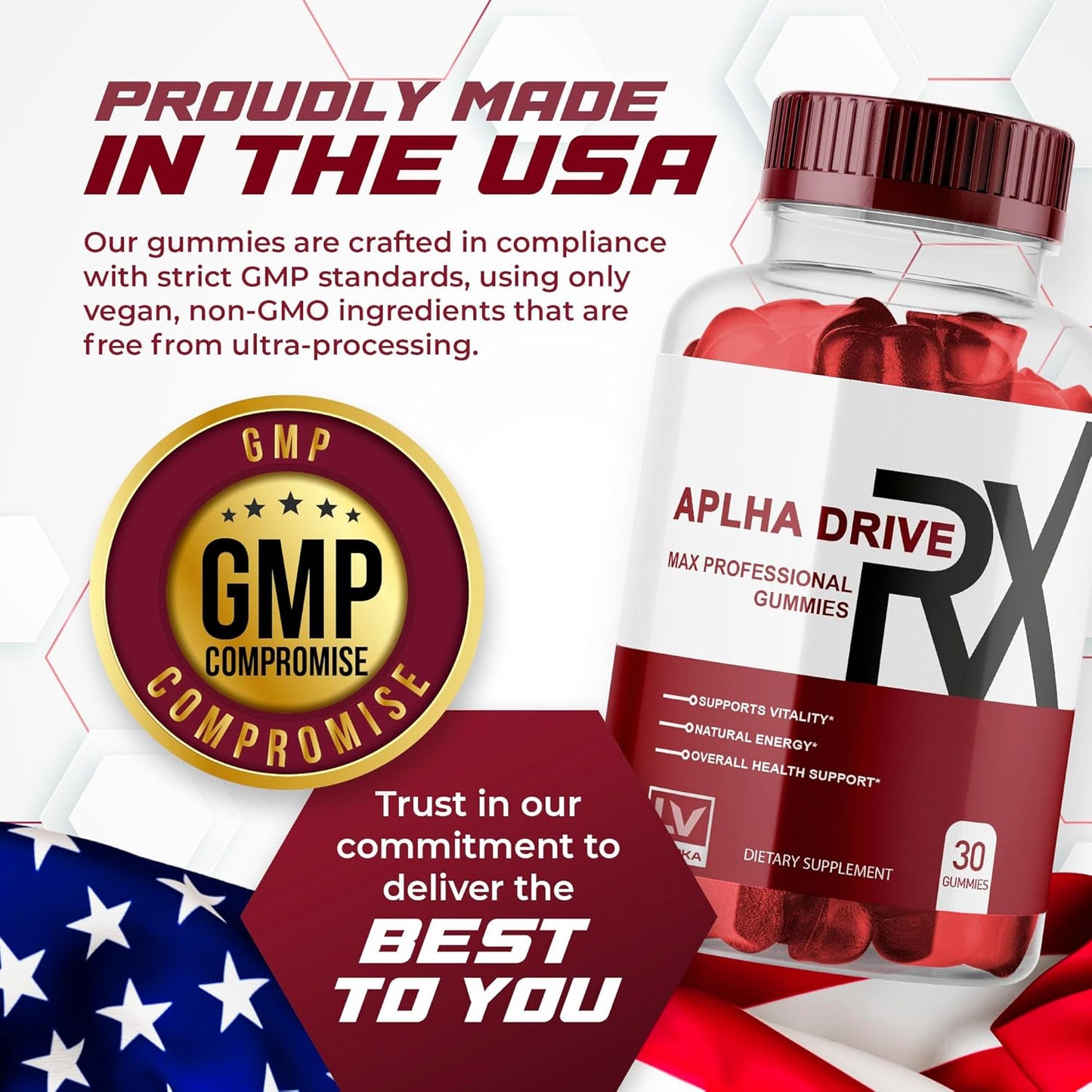 Alpha DriveRX Gummies - Advanced Formula with 30 Pills Capsules, 1 Month Supply