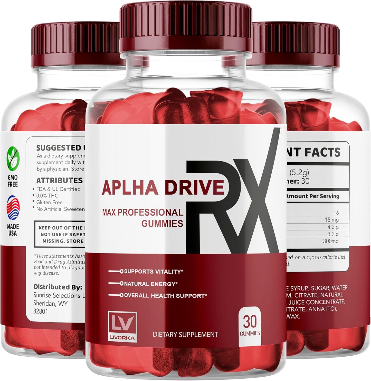 Alpha DriveRX Gummies - Advanced Formula with 30 Pills Capsules, 1 Month Supply