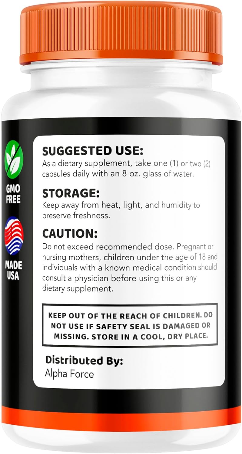 Alpha Force Men's Supplement Capsules - Natural Daily Health Support (180ct)