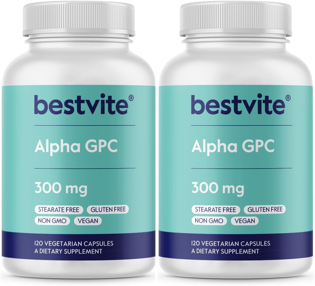 Alpha GPC 600mg 240 Vegetarian Capsules (2 Pack) - Vegan, Non-GMO, Gluten Free - No Stearates - Top Quality