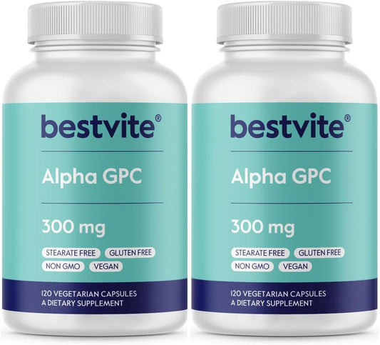 Alpha GPC 600mg 240 Vegetarian Capsules (2 Pack) - Vegan, Non-GMO, Gluten Free - No Stearates - Top Quality