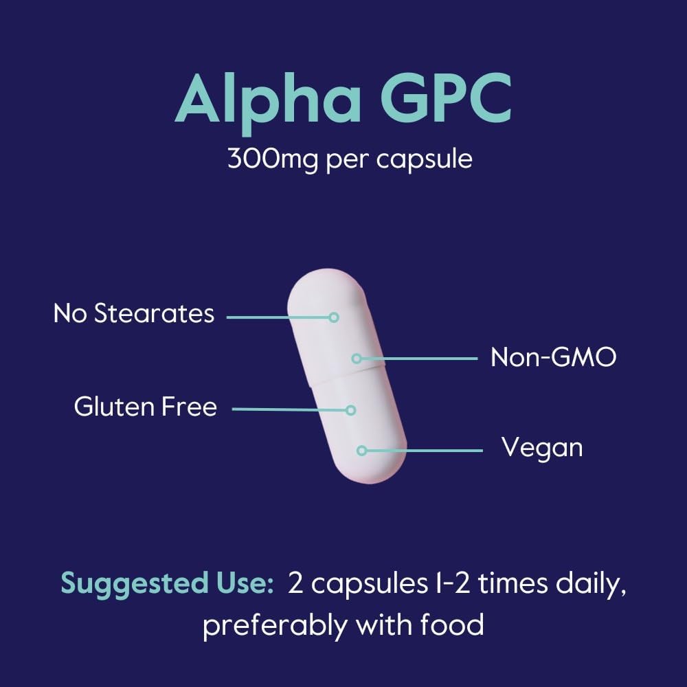 Alpha GPC 600mg 240 Vegetarian Capsules (2 Pack) - Vegan, Non-GMO, Gluten Free - No Stearates - Top Quality