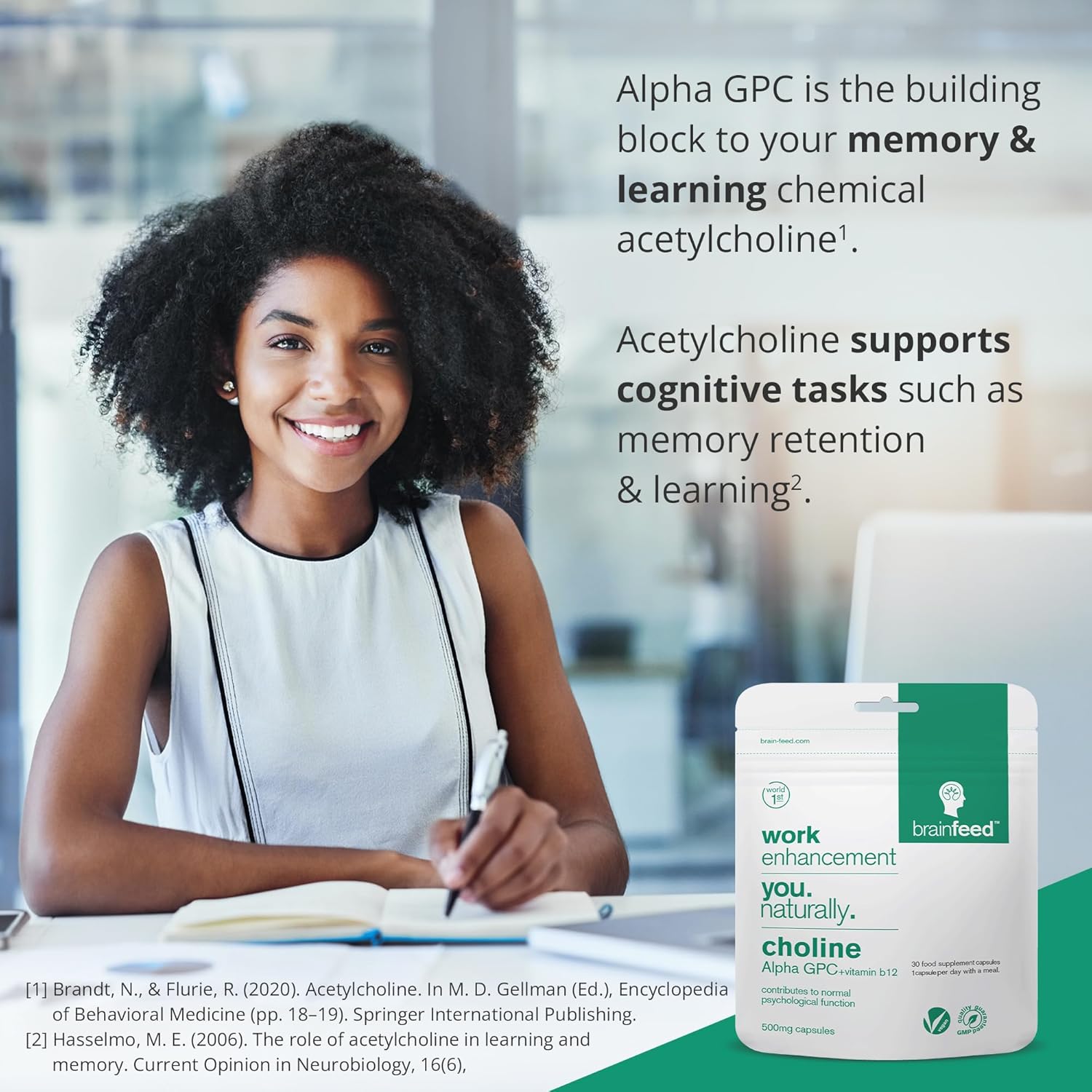Alpha GPC Brain Supplement Capsules for Memory and Focus | 30 Day Supply | Nootropic Acetylcholine Precursor | Lab-Tested Brain Feed