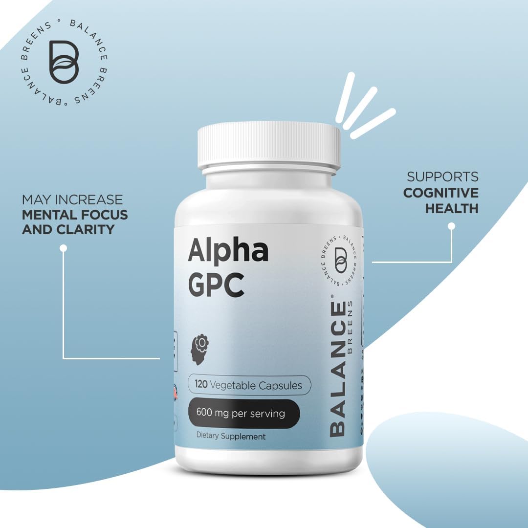 Alpha GPC Choline and Zinc Supplement Combo by Balancebreens - 600mg Alpha GPC + 50mg Zinc for Enhanced Cognitive Function