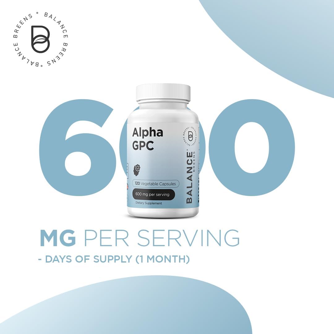 Alpha GPC Choline and Zinc Supplement Combo by Balancebreens - 600mg Alpha GPC + 50mg Zinc for Enhanced Cognitive Function