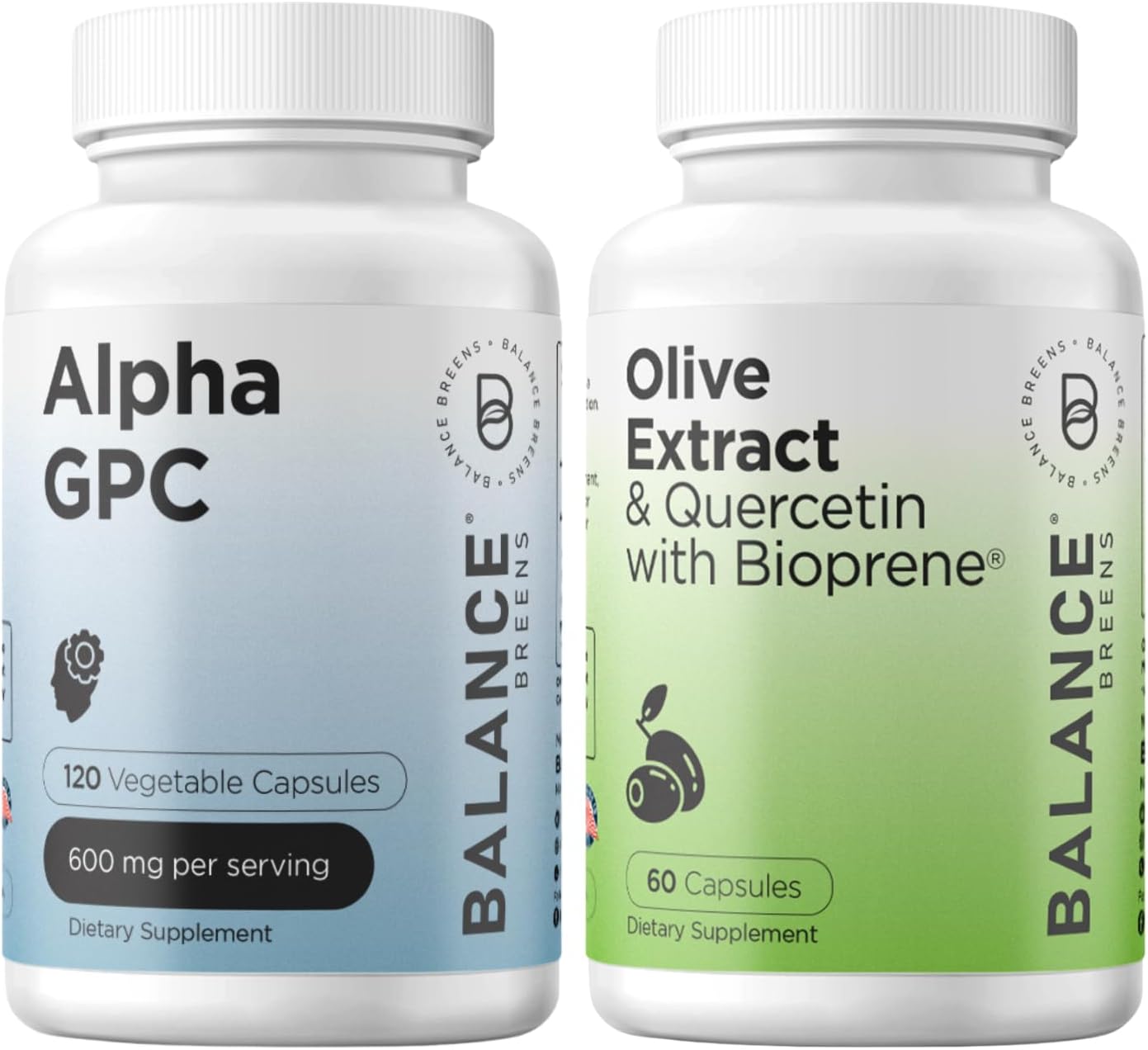 Alpha GPC Choline & Olive Leaf Extract with Quercetin - Immunity Booster Supplement Combo