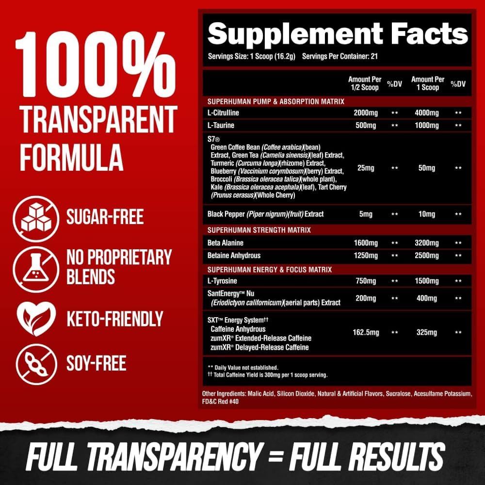 Alpha Lion Lion's Blood Flavor Pre Workout Powder with Beta Alanine, L-Taurine, Tri-Source Caffeine, Nitric Oxide, and Citrulline - 21 Servings