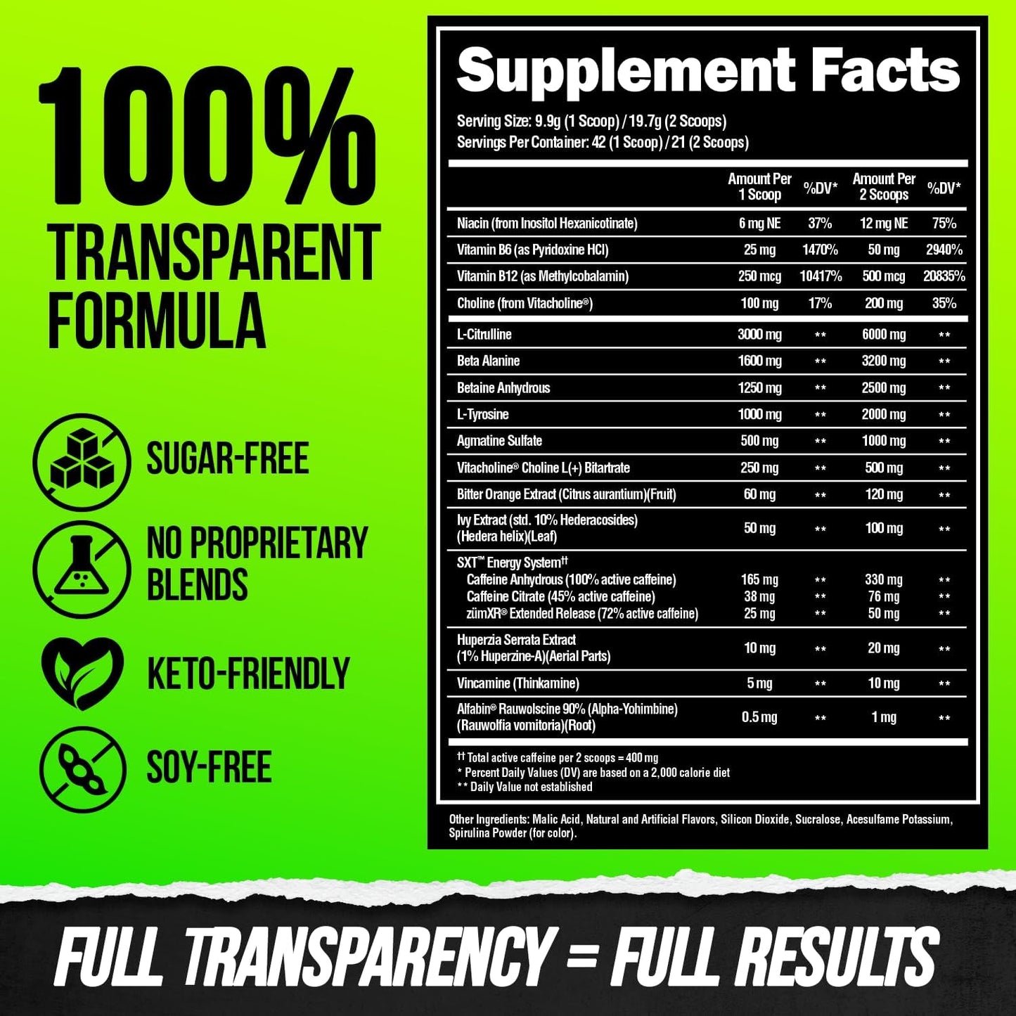 ALPHA LION Superhuman Extreme Pre Workout Powder, 21 Servings, Hulk Juice - Boost Energy, Focus, and Pump with Beta Alanine, L-Tyrosine, Tri-Source Caffeine, and Nitric Oxide.