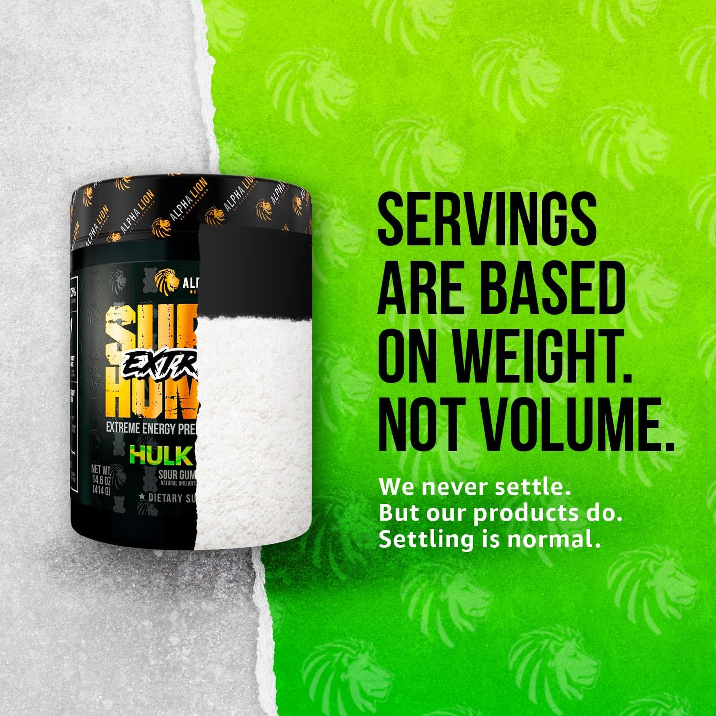 ALPHA LION Superhuman Extreme Pre Workout Powder, 21 Servings, Hulk Juice - Boost Energy, Focus, and Pump with Beta Alanine, L-Tyrosine, Tri-Source Caffeine, and Nitric Oxide.