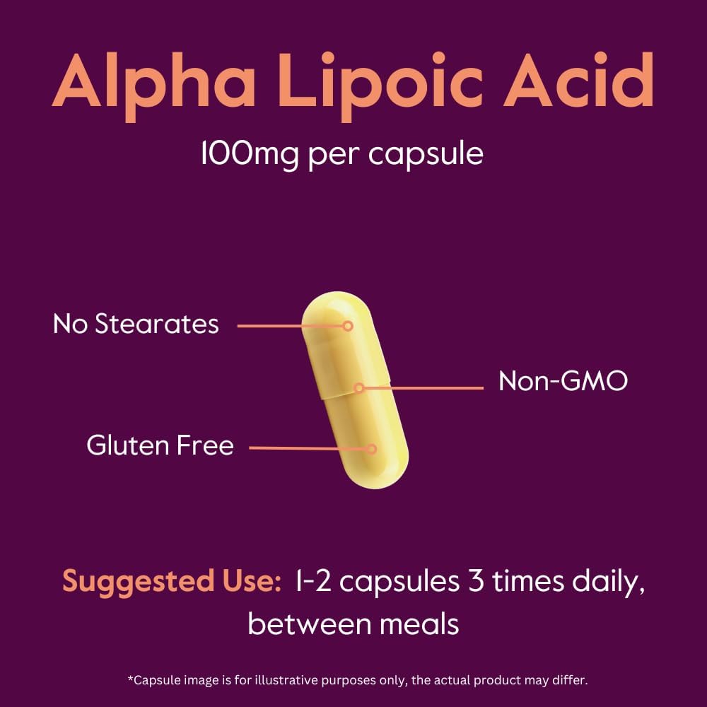 Alpha Lipoic Acid 100mg (240 Capsules) - GMO-Free & Gluten-Free Formula without Stearates or Flow Agents