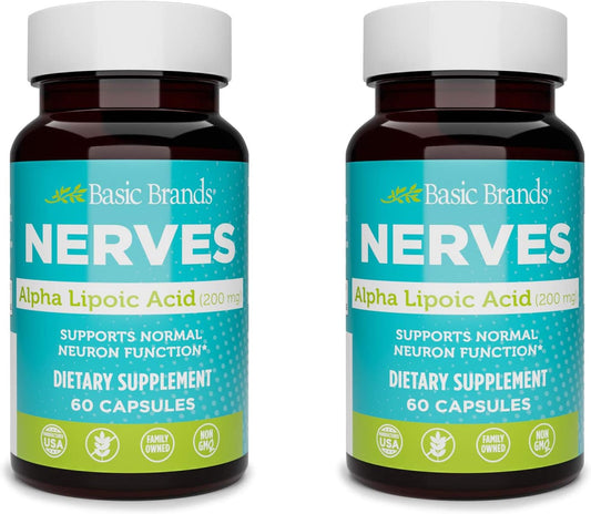 Alpha Lipoic Acid 200mg Capsules - Antioxidant Supplement for Nerve Function & Metabolism - 2-Pack of 60 Capsules