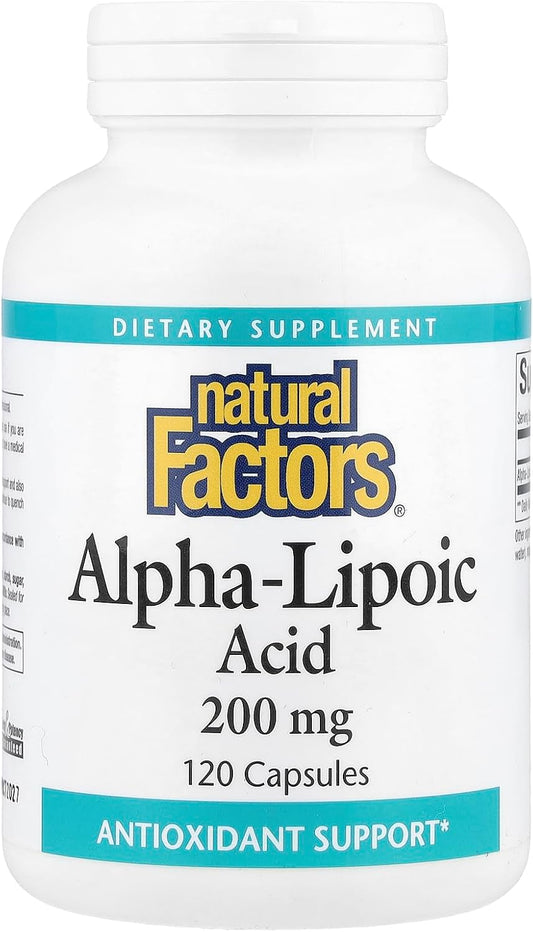 Alpha-Lipoic Acid 200mg Capsules for Antioxidant Support and Glucose Level Maintenance - 120 Servings