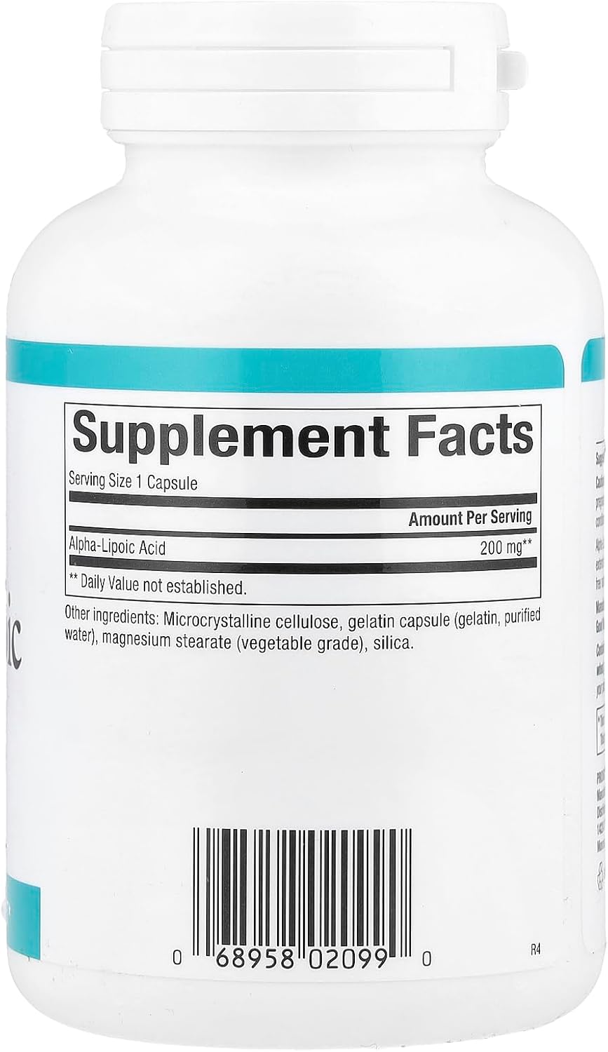 Alpha-Lipoic Acid 200mg Capsules for Antioxidant Support and Glucose Level Maintenance - 120 Servings
