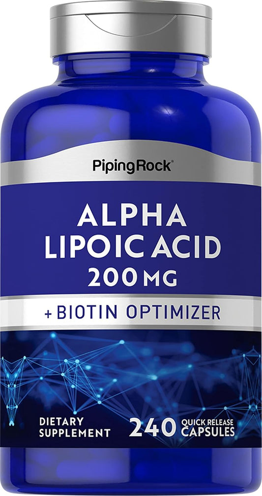 Alpha Lipoic Acid 200mg Capsules with Biotin | 240 Count | Non-GMO, Gluten Free