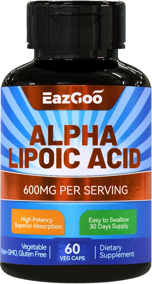 Alpha Lipoic Acid 600mg Supplement - Vegan & Gluten Free - Non-GMO ALA - 60 Capsules