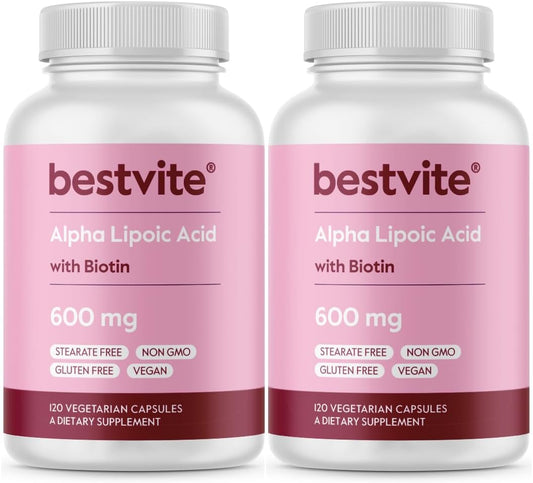 Alpha Lipoic Acid 600mg with Biotin for Enhanced Absorption - 240 Vegetarian Capsules - No Fillers or Stearates