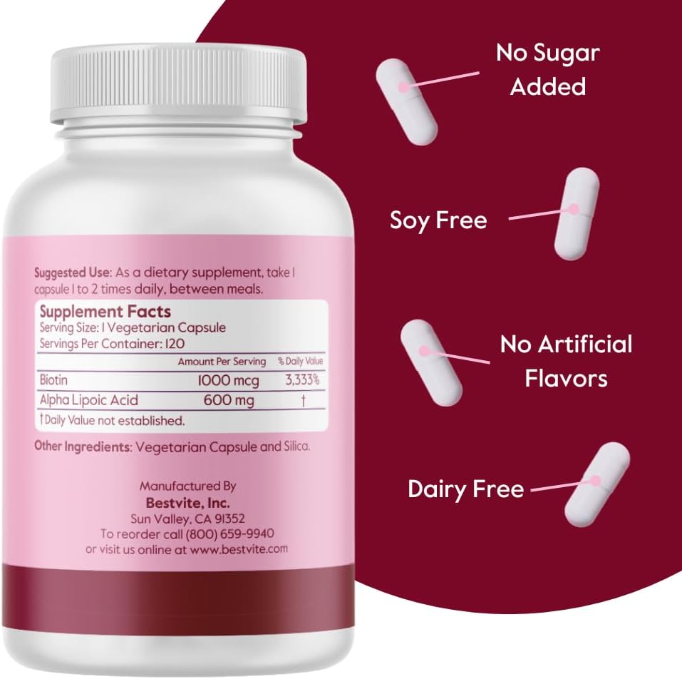 Alpha Lipoic Acid 600mg with Biotin for Enhanced Absorption - 240 Vegetarian Capsules - No Fillers or Stearates