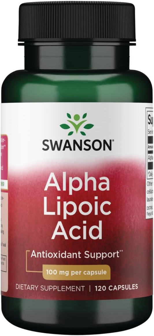 Alpha Lipoic Acid Capsules for Healthy Blood Pressure & Carbohydrate Metabolism - 120 Caps, 100mg - Natural Supplement