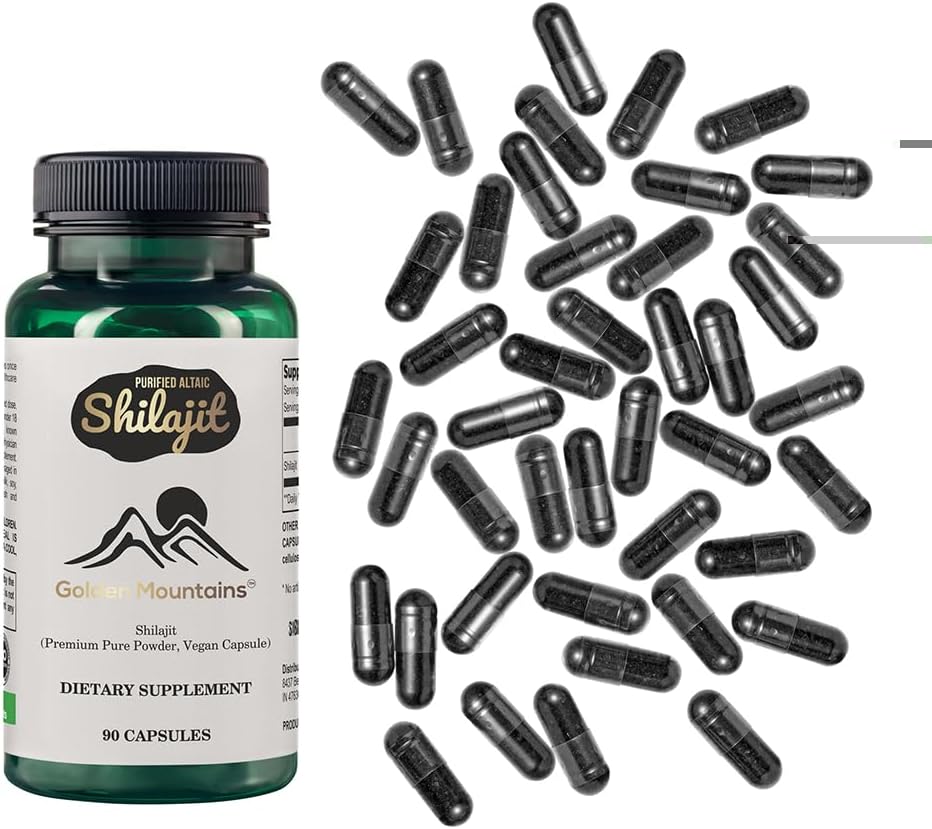 Altai Mountain Shilajit Capsules - 500mg Vegan Formula with Pure Trace Minerals - 90 Count Premium Supplement