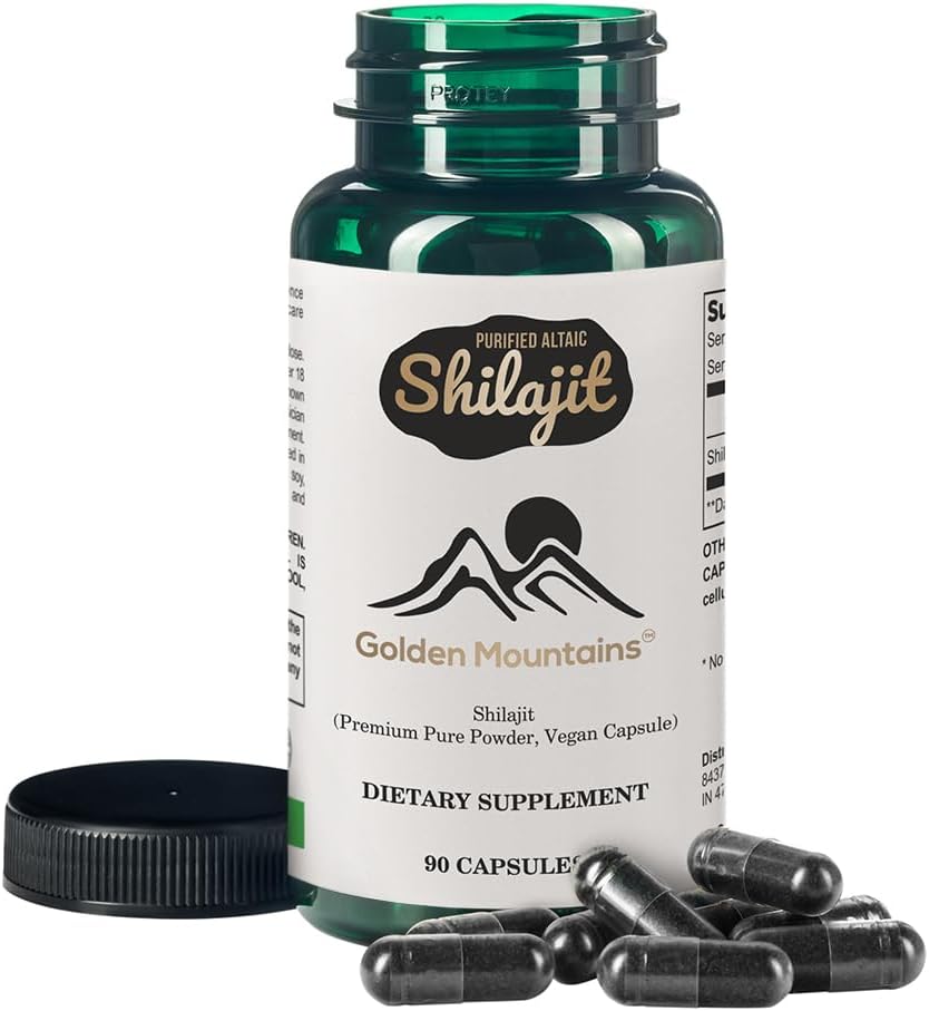Altai Mountain Shilajit Capsules - 500mg Vegan Formula with Pure Trace Minerals - 90 Count Premium Supplement