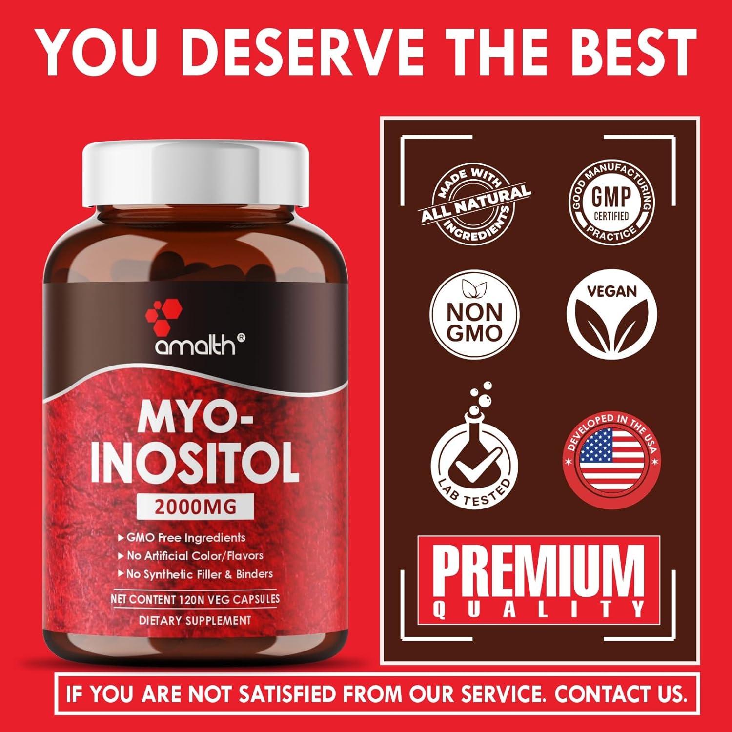 AMALTH Myo-Inositol Capsules - Hormone Balance & Ovarian Function Support - 120 Servings