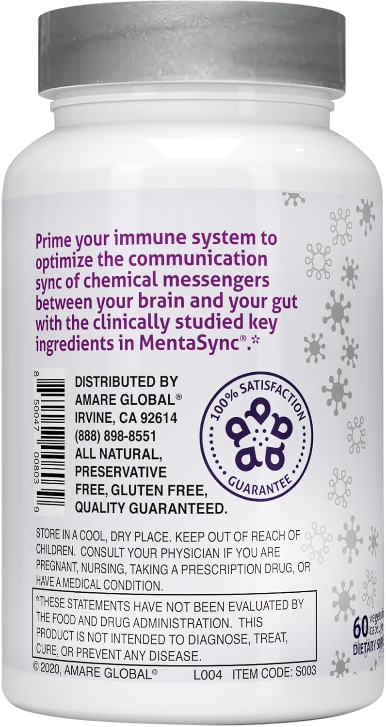 Amare Global MentaSync® Immune System Support Supplement with 60 Capsules for Gut-Brain Axis Communication