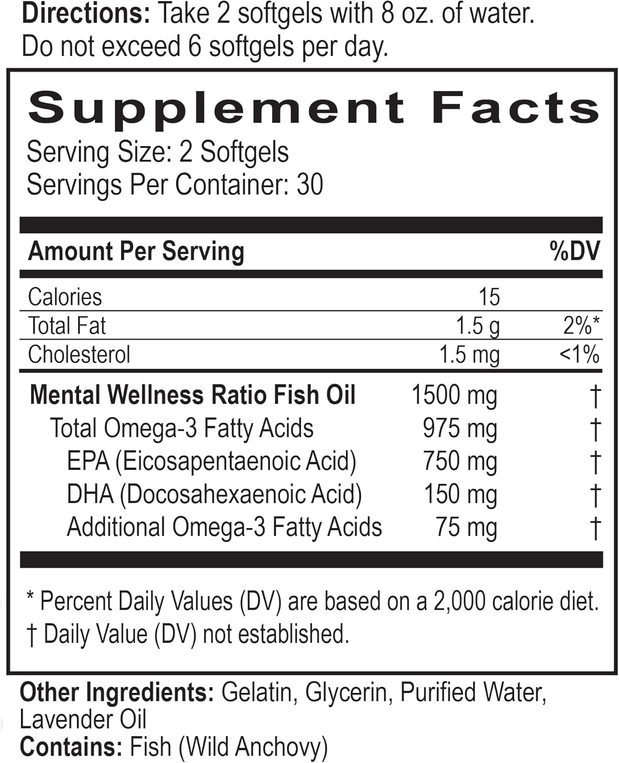 Amare Global OmMega® Fish Oil Capsules for Heart Health and Mental Wellness, 60 Count
