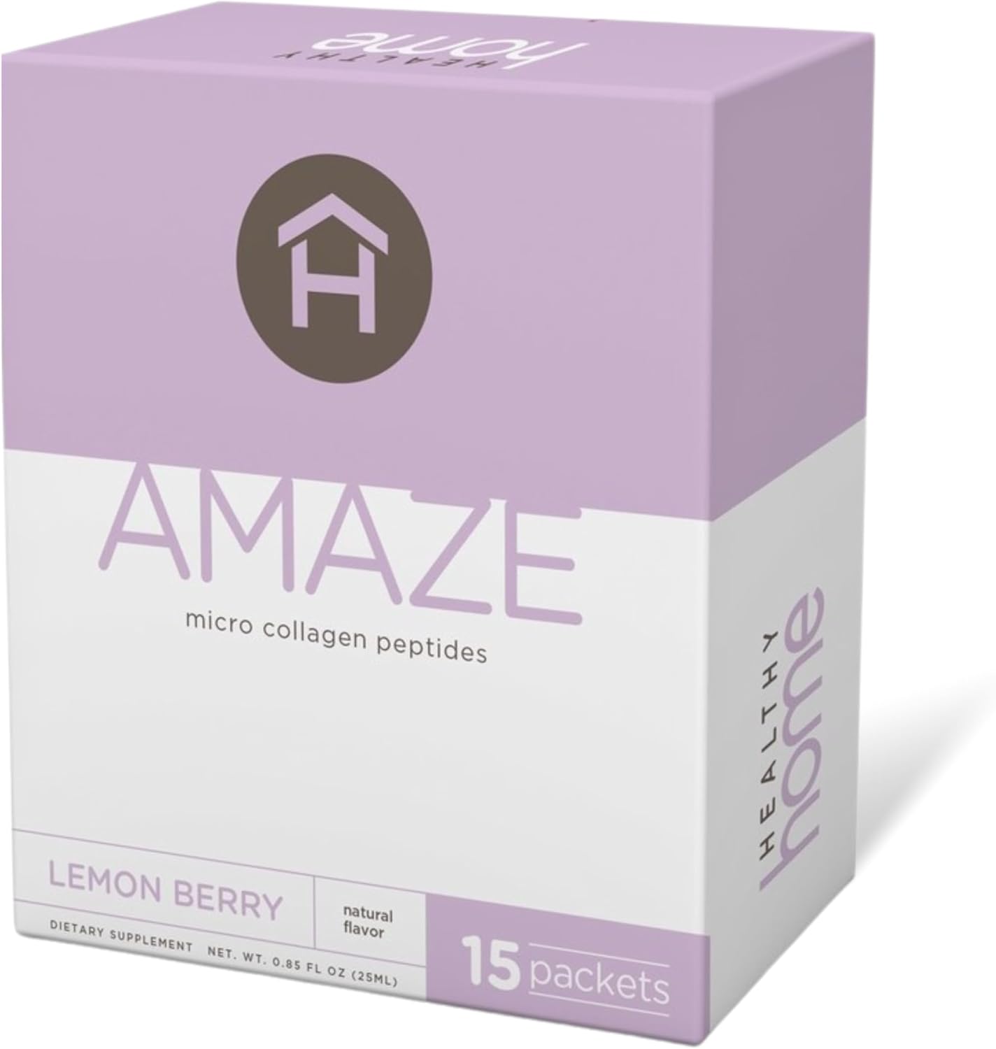 Amaze Collage Micro Collagen Peptides Lemon Berry - Marine Collagen & Hyaluronic Acid for Skin, Hair, Joints - 15 Servings