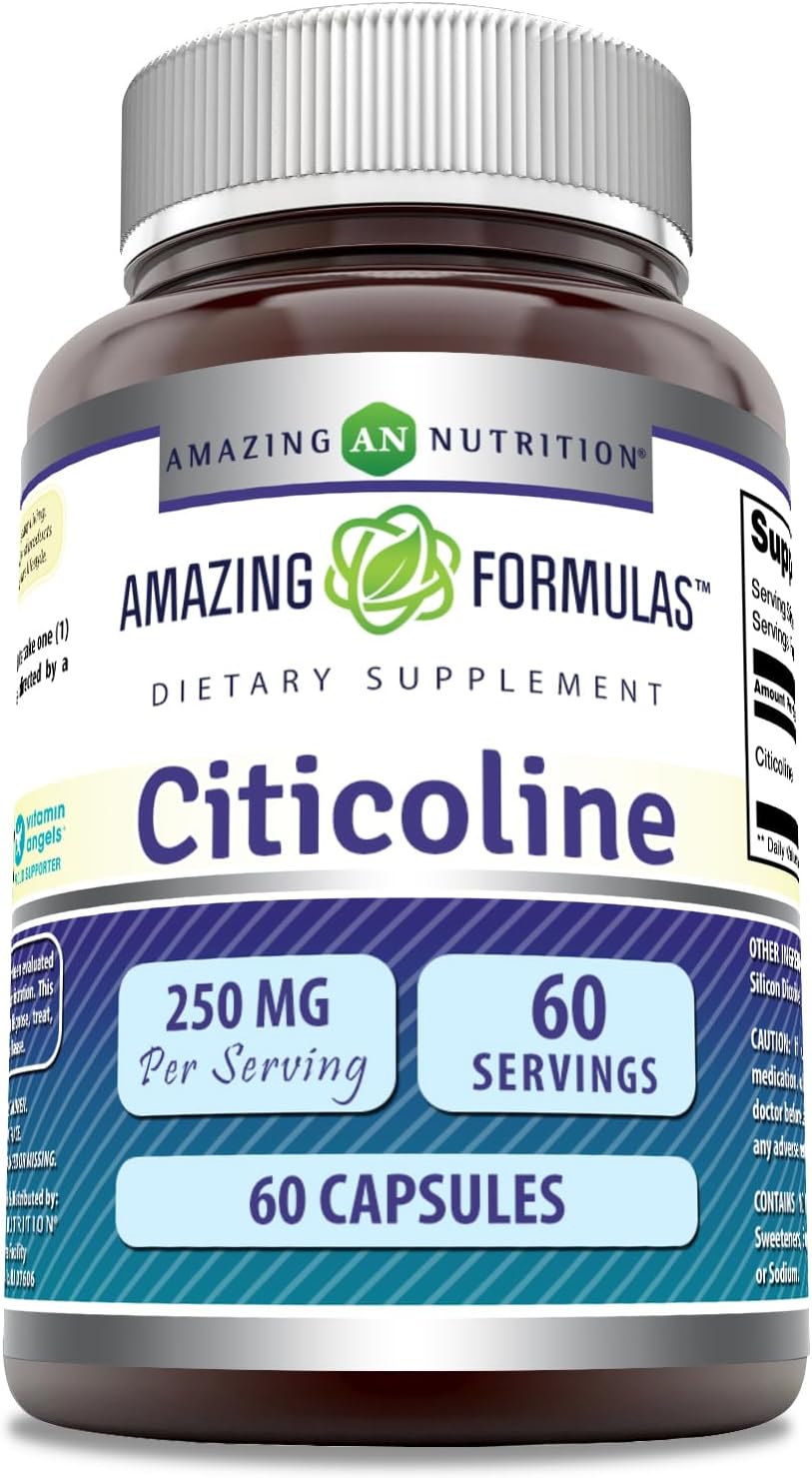 Amazing Formulas Citicoline 250mg Capsules - Non-GMO Gluten Free Supplement (60 Count)
