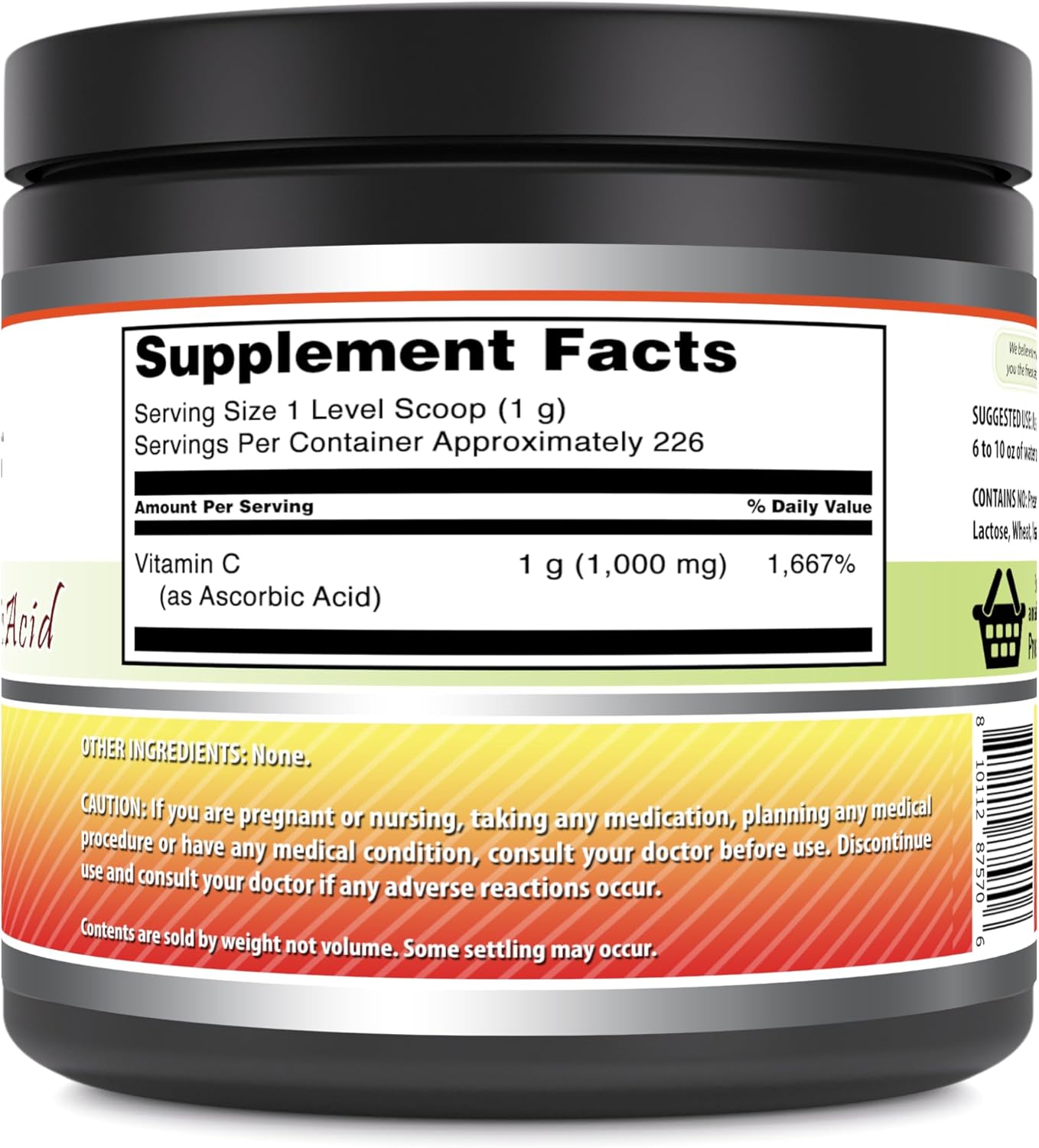 Amazing Nutrition Amazing Formulas Vitamin C (Ascorbic Acid) Powder Supplement - 8 Oz, 1g Per Serving, 226 Servings, Non-GMO, Gluten Free, Made in USA