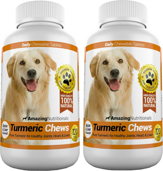 Amazing Turmeric Chews for Dogs - Curcumin Pet Antioxidant for Joint Pain, 120 Count