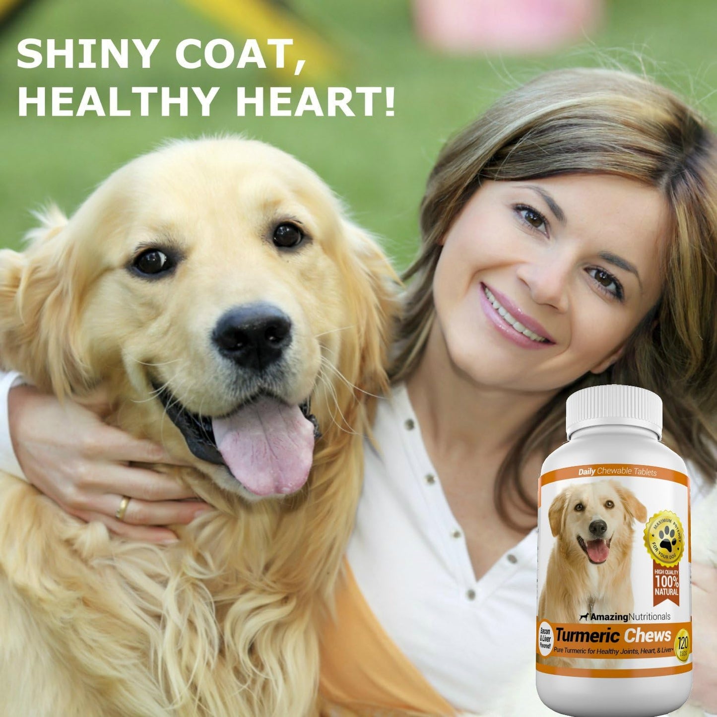 Amazing Turmeric Chews for Dogs - Curcumin Pet Antioxidant for Joint Pain, 120 Count