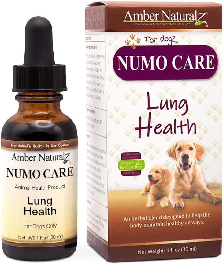 Amber NaturalZ Numo Care Herbal Supplement for Dogs | Supports Bronchial Health & Respiratory Function | 1 oz Glass Bottle | Made in USA