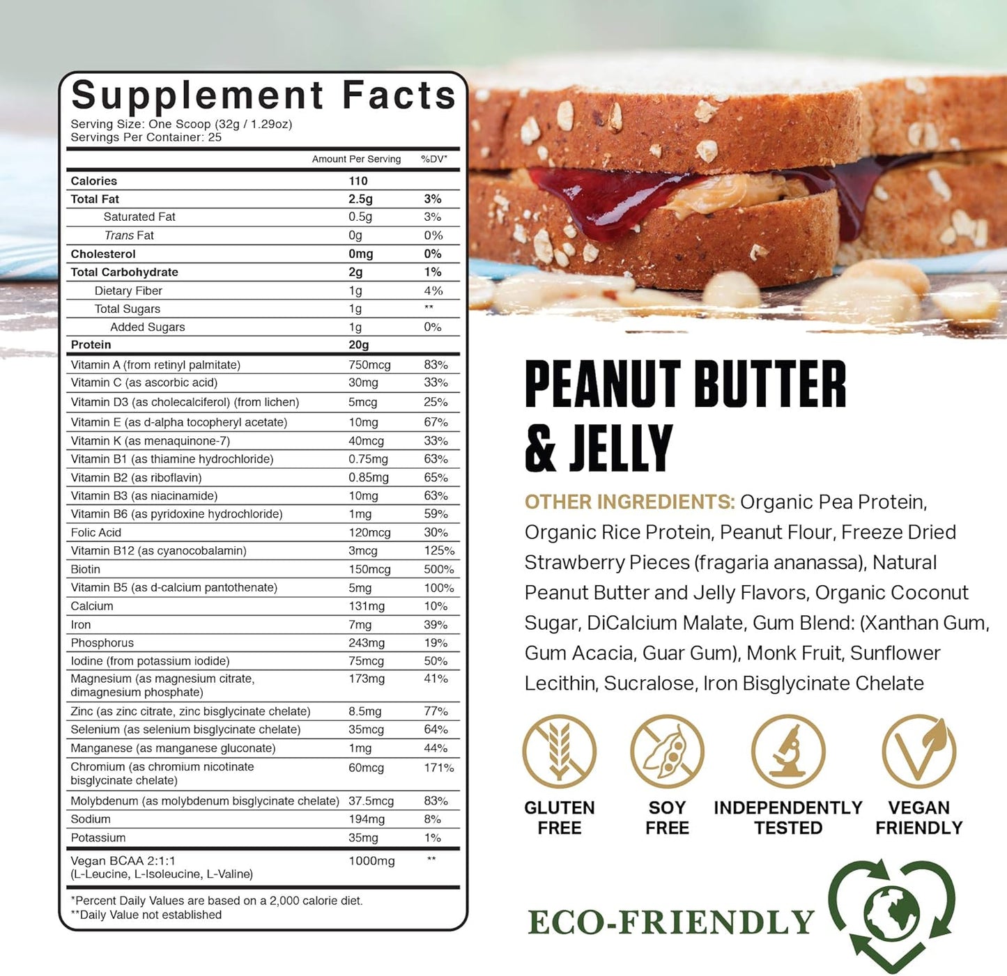 Ambrosia Planta Peanut Butter & Jelly Organic Plant-Based Protein - Premium Quality