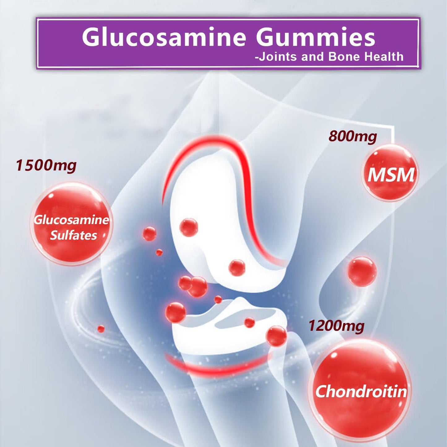 AMENQ Extra Strength Glucosamine Chondroitin Gummies with MSM, Hyaluronic Acid & Collagen for Joint Support - 60ct Flexibility & Joint Health Supplement for Men and Women