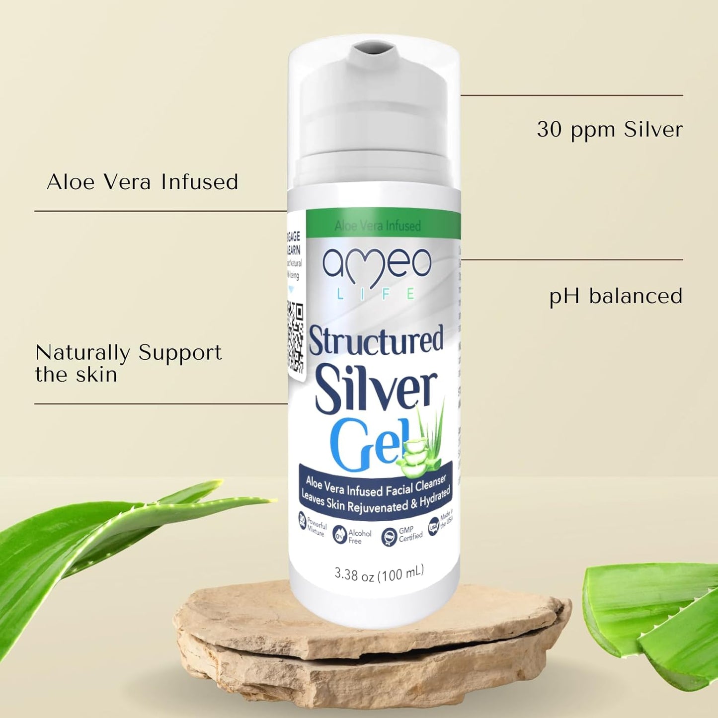 Ameo Life Colloidal Silver Gel and Liquid Set with Aloe Vera