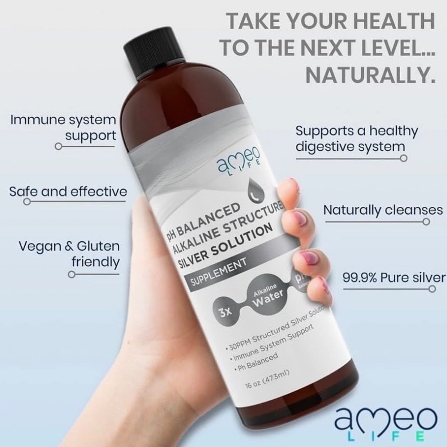 Ameo Life Colloidal Silver Gel and Liquid Set with Aloe Vera