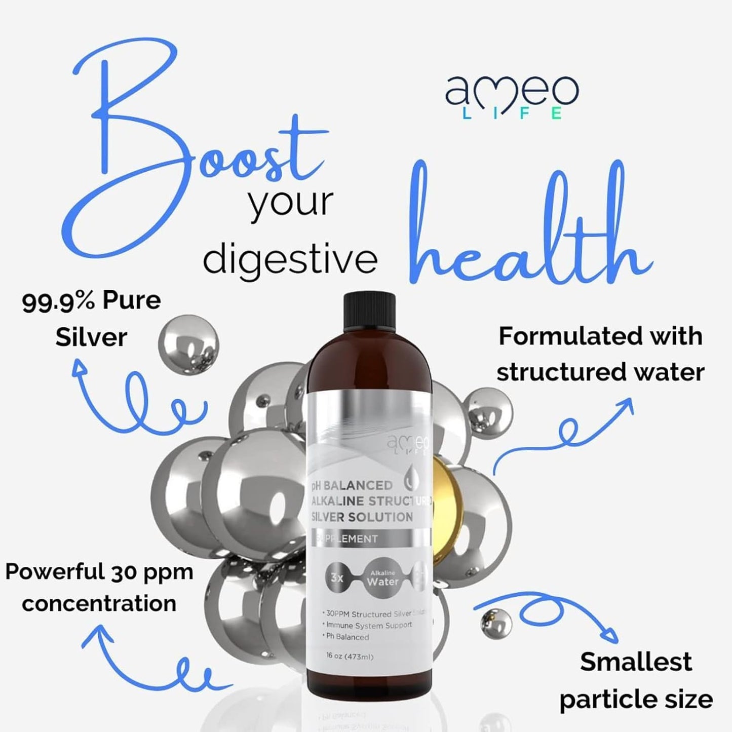 Ameo Life Colloidal Silver Gel and Liquid Set with Aloe Vera