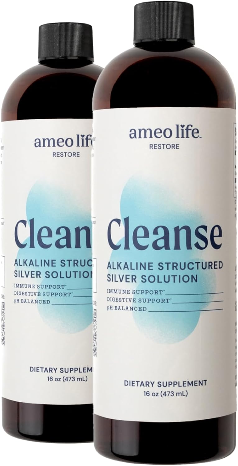 Ameo Life Colloidal Silver Liquid - pH Balanced Immune & Gut Support Water 30ppm 16oz x 2 Pack